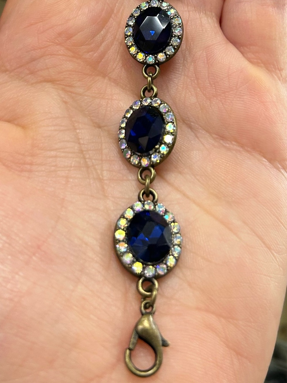 Women’s Gold-Tone Navy Blue Crystal Link Bracelet